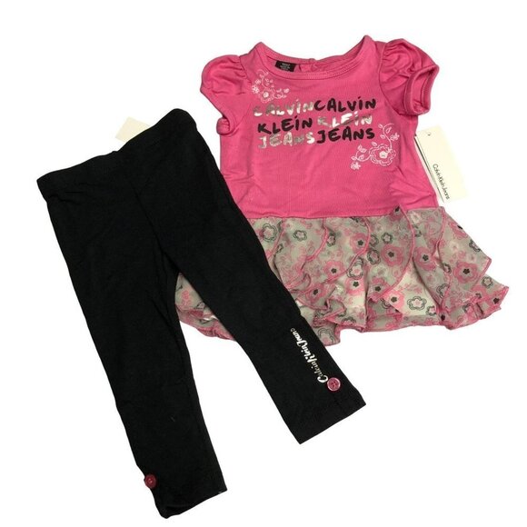 CALVIN KLEIN JEANS BABY GIRL 2 PIECES SET OUTFIT 12 MOS NEW WITH TAG - Picture 1 of 6